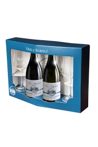 Víno z Kobylí Set 2 přívlastková vína se skleničkami 